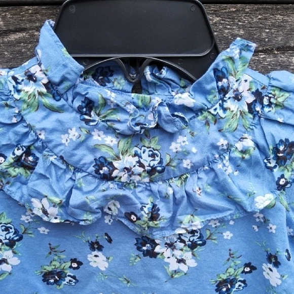 Janie and Jack Blue Floral Ruffle Blouse - Picture 2 of 8